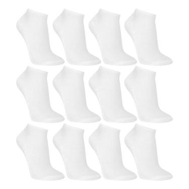 Imagem de Kit Meia Cano Baixo Cia da Meia 12 Pares Feminina, Branco, 34/39