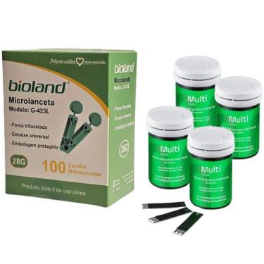Imagem de Kit 100 tiras de glicose glicocheck + 100 microlancetas - MULTI SAÚDE
