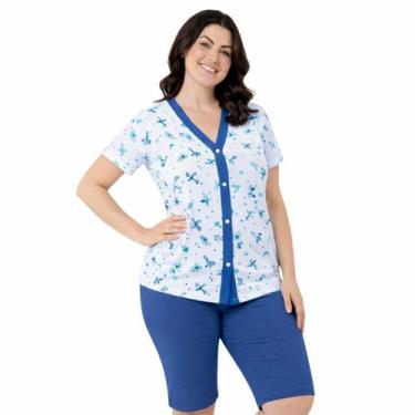 Imagem de Pijama Feminino Pescador Aberto na Frente Manga Curta Senhora Verão Be