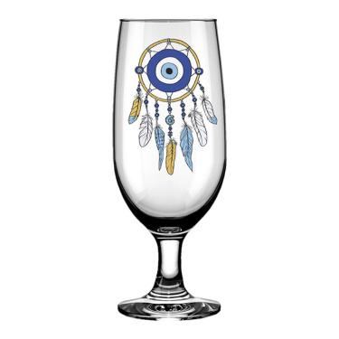 Imagem de Taça de Cerveja Olho Grego Tpc para Degustar Cerveja em Vidro com Design Decorativo par...