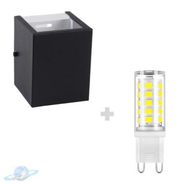 Imagem de Kit Arandela Preta Quadrada 2 Fachos + Lâmpada G9 BF 6000K - Unity Hop