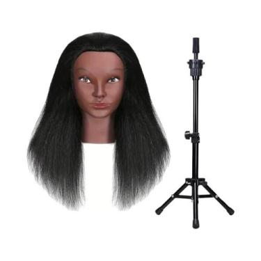 Imagem de Cabeça De Manequim Com Cabelo 100% Real, Boneca De Treinamento De 18 P