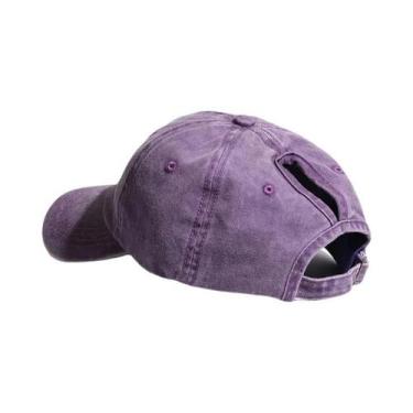 Imagem de Boné Feminino Vintage Lavado Com Aba Curta E Macia Para Rabo De Cavalo