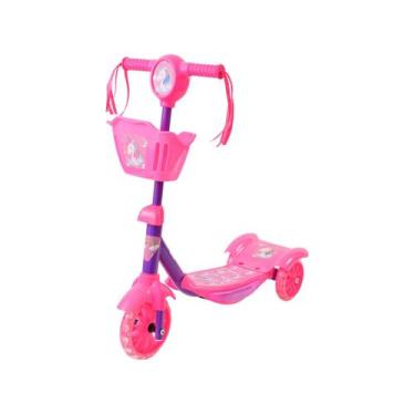 Imagem de Patinete Infantil 3 Rodas Unicórnio Lulie Sport com LED com Cestinha, 