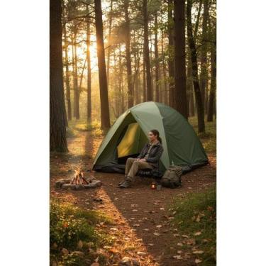 Imagem de Barraca Camping 7 Pessoas Alta Impermeável 1,85M Verde/Creme - Congrat