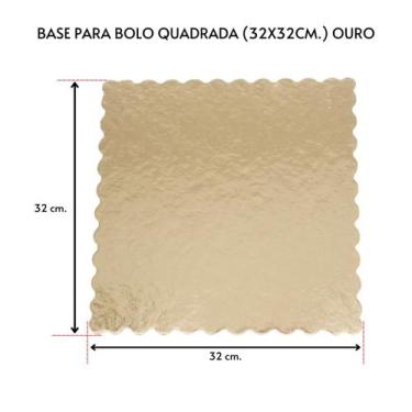 Imagem de Kit 10 Unidades Cake Board para Bolo Quadrado 32x32cm.Ouro - TAMAROZZI
