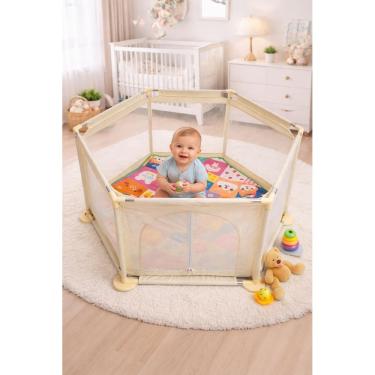 Imagem de Cercadinho Infantil Bebê Grande Portátil Dobrável com Tela Proteção Rister Baby