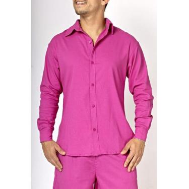 Imagem de Camisa em Linho Modelo Ilha Unissex - Raquel Mendonça Brand, Pink, p