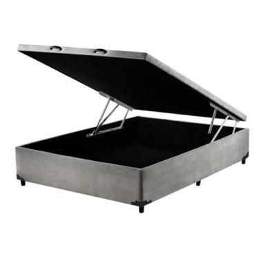 Imagem de Base Box Baú Viúva Blindado 128x188 Suede Cinza - Nova Box