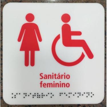 Imagem de Placa Sinalizadora Sanitário Feminino com Método  Braile - Cvs