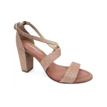 Imagem de Sandalia Piccadilly Salto Bloco Alto 727047 Ouro Rosado, 34, Ouro rosa
