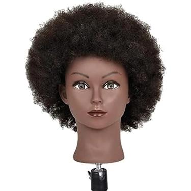 Imagem de Boneca De Prática De Estilo De Cabelo Cabeça De Manequim De Treinamento Afro Com Grampo...