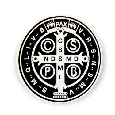 Imagem de Adesivo Para Carro Medalha São Bento 8cm Preto e Branco P - SANTISSIMA
