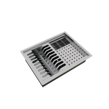 Imagem de Escorredor Equipado Calha Úmida 3 Módulos 43cm Inox Embutido
