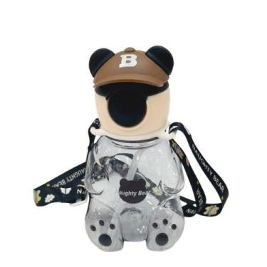 Imagem de Squeeze Infantil Ursinho Com Alça 750 ml Preto - Quanhe