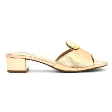 Imagem de Tamanco Moleca Original Salto Baixo Quadrado Feminino 881, 38, Ouro, R