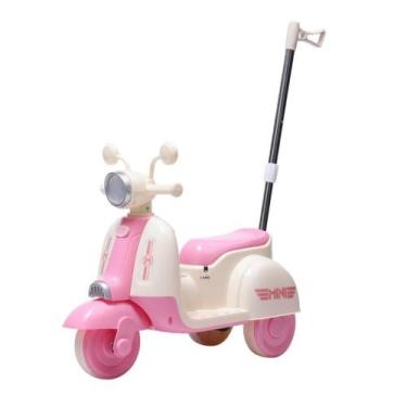 Imagem de Mini Moto Elétrica Infantil Triciclo Candy Rosa com Empurrador Som e L