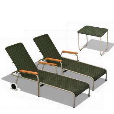 Imagem de Kit 2 Espreguiçadeiras AcquaFlex + Mesa de centro - Type Decor, Preto/