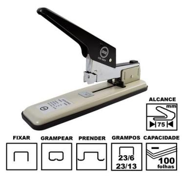 Imagem de Grampeador Jocar Office 93018 Preto Metálico 29cm 23/6 Até 23/13 Até 1