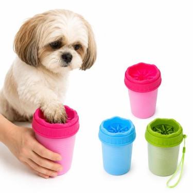 Imagem de Copo Limpador de Patas Cachorro Pequeno Pet 300ml Cerdas de Silicone L