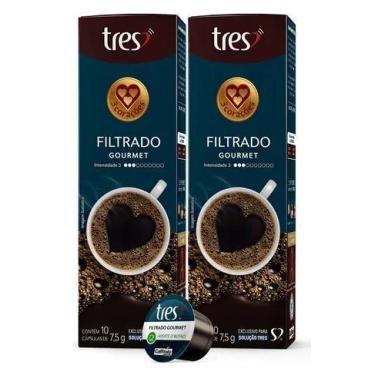 Imagem de Kit 20 Cápsulas Café Filtrado GOURMET 3 Três Corações com notas frutad