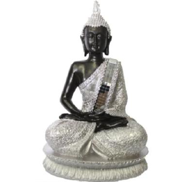 Imagem de Buda Prata E Preto Com Espelhos Meditando - Fx047 - Casa Bonita Presen
