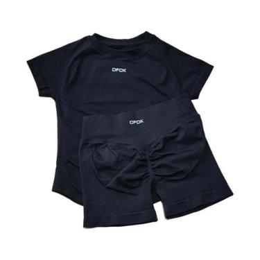 Imagem de Conjunto Esportivo Feminino De Secagem Rápida Sem Costura 2 Peças: Top