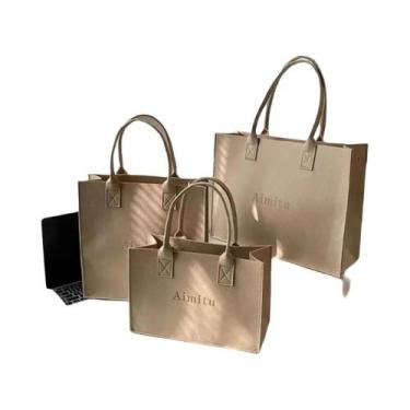 Imagem de Bolsa De Ombro Feminina De Feltro Simples Em Cores Sólidas Grande Capa