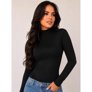Imagem de Blusa Feminina Gola Alta Segunda Pele Manga Longa Básica Confortável P