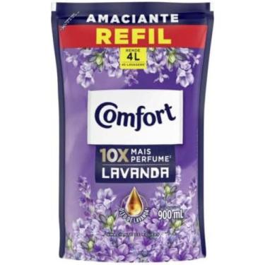 Imagem de Amaciante de Roupas Comfort Concentrado Lavanda Refil 900ml  Kit 2un