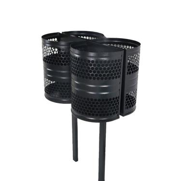 Imagem de Lixeira Polônia 4 Cestos Coleta de Resíduos Uso Interno e Externo Preto Santa Edwirges 150L Bivolt