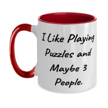Imagem de Presentes exclusivos de quebra-cabeças, I Like Playing Puzzles and Maybe 3 People, Epic Holiday Dois Tons 325 ml Caneca Presentes para Amigos