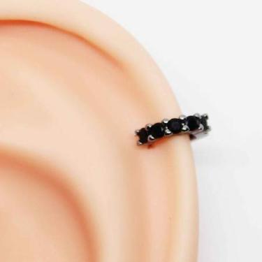 Imagem de Piercing Argola Folheada com Zircônias Onix Grandes 6mm