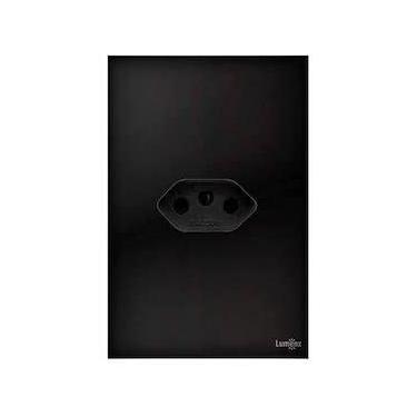 Imagem de Tomada Simples 20A Tok Glass 2X4 Preto Lumenx
