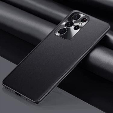 Imagem de Capa de telefone de luxo de negócios de couro para samaung galaxy s22 ultra plus hardware lente de couro liso capa protetora para samaung s22,04, preto, para samaung s22 plus