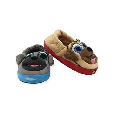 Imagem de Puppy Dog Pals Bingo Rolly Toddler Plush Aline Slippers with 3D Face (Gray/Tan, 5-6 M US Toddler)