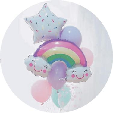 Imagem de BOUQUET DE BALÕES - ARCO-ÍRIS - 9 peças