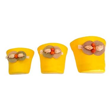 Imagem de Vasos Trio Meia Lua Cerâmica de Parede Vertical Plantas Garden - Amarelo