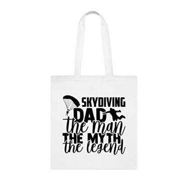 Imagem de Bolsa tote pai paraquedista, para pai de paraquedas, presente para pai de paraquedas, bolsa de ombro para pai de paraquedas, bolsas reutilizáveis para pai de paraquedas, presente para pai de filha, filho e filhos s, Branco