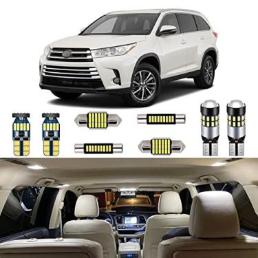 Imagem de Kit de lâmpadas interiores de LED super brilhantes AUTOGINE 13 peças 6000 K branco para 2014 2015 2016 2017 2018 2019 Toyota Highlander + ferramenta de instalação
