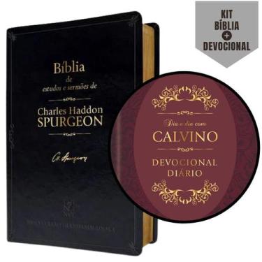 Imagem de Kit Grandes Pregadores: 1 Bíblia Preta Nvt Charles Spurgeon + Calvino