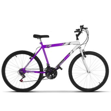 Imagem de Bicicleta de Passeio Ultra Bikes Esporte Bicolor Aro 26 Reforçada Freio V-Brake – 18 Marchas Lilás/Branco