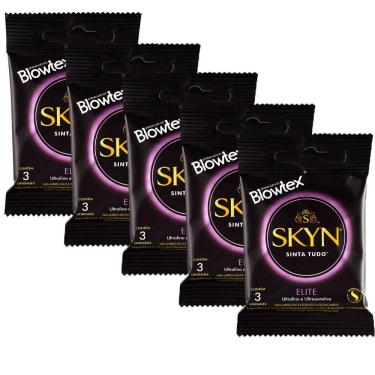 Imagem de Kit 5 Pacotes Preservativo SKYN Elite C/ 3 Unidades Cada