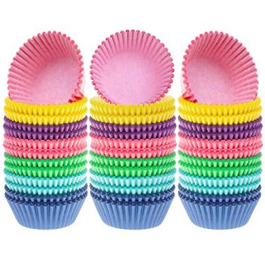 Imagem de Selizo 600 peças Forro de cupcake para cupcake de cupcake de papel cupcake para bolos, muffins, cupcakes e doces, cores sortidas e brilhantes