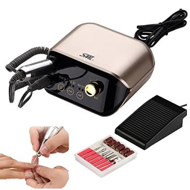 Imagem de Yajun Máquina de perfuração de unhas para iniciantes ferramentas profissionais de remoção de esmalte de gel para manicure conjunto elétrico de pedicure para unhas acrílicas e unhas de gel, ouro, 15 x 14,5 x 7,5 cm