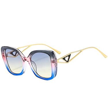Imagem de Óculos de sol vintage olho de gato moda feminina design de luxo coração decorar óculos de sol lindos óculos coloridos uv400 óculos, c7 cinza azul rosa, tamanho único