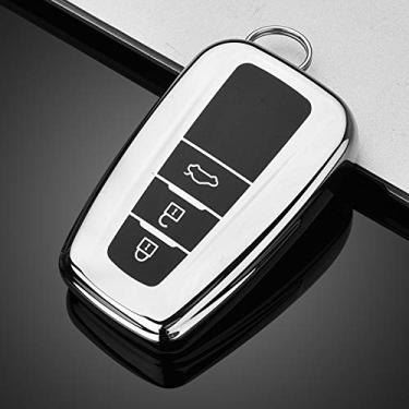 Imagem de YJADHU Chaveiro de capa de chave de controle remoto de carro TPU, apto para Toyota CHR Prado 2017 2018 Prius Camry Corolla RAV4 2017 2018 2019 2020,10