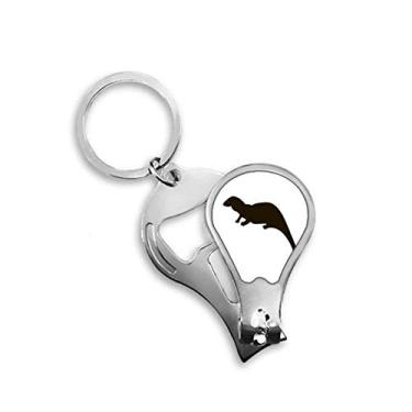 Imagem de Cortador de unhas preto Seaotter animal retrato cortador abridor chaveiro tesoura