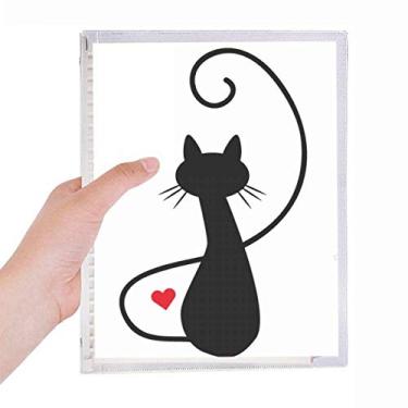 Imagem de Caderno Mewing Heart Cat Sihouette Animal Caderno de folhas soltas recarregável, diário de papelaria