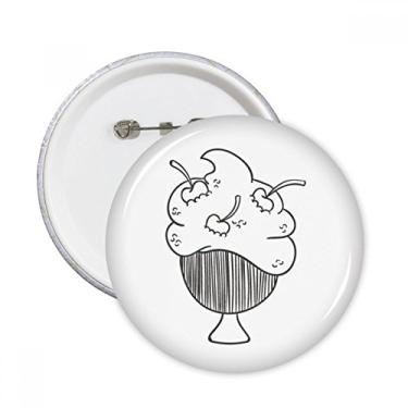 Imagem de Linha preta de cereja xícara de sorvete, alfinetes redondos, botão de crachá, decoração de roupas, 5